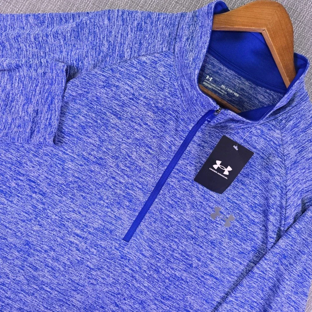 Under Armour Pullover 1/2 Zip Mens 3XL Tech 2.0 Blue Heather New Running Top